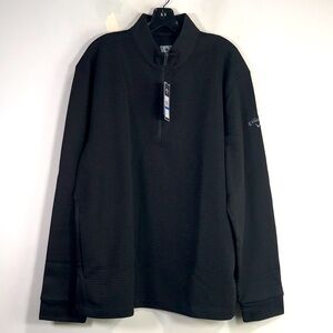 Callaway Midweight Stripe Half Zip Golf Shirt, Men's Size XL - Black